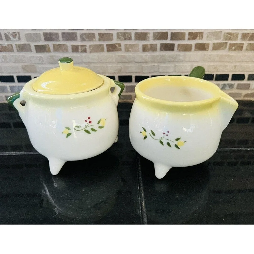 Vintage‎ Brock of California Sugar Bowl and Creamer Pottery Farmhouse Rooster